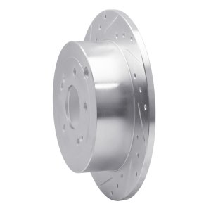 Hyundai Santa Fe Brake Rotor (1) - Rear Left - R1 Concepts - Drilled & Slotted - Silver - `07-`09